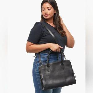 ABLE Black Leather Meron Work Bag